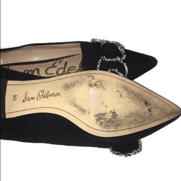 Sam Edelman Flats w/bow Black Suede Size 6.5 - Picture 5 of 5
